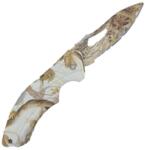  Cutit briceag vanatoare, manual, cu buton, 19 cm, galben , model lemn
