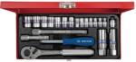 KING TONY set cheie tubulara Scurt 6 colturi 1/4 inch/3/8 inch | Manuala | 21 buc (5522MR)