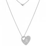  Lant Argint 925, 70 Cm si Charm Inima Argint 925, Gravat Litera Ta - Litera: P
