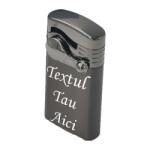  Bricheta metalica cu gaz, antivant, model flip, reincarcabila, gri, cutie, personalizata Bricheta