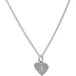  Lant argint 925, 50 cm, si charm inima argint cu agatare inima, gravat litera A - Litera: P