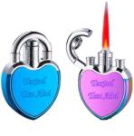  Bricheta Metalica in Forma de Inima, Personalizata cu Textul Tau, Antivant, Reincarcabila cu Gaz, Fade, 6 cm Bricheta