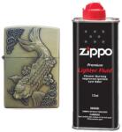  Bricheta Tip Zippo, 3D Relief, Metalica, Peste si Lichid Zippo 125 ml P1 Bricheta