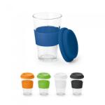  Pahar din sticla cu capac din silicon, de calatorie 330 mL - Culoare: Verde Pahar