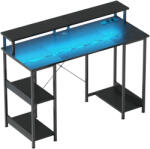 HomCom Birou Reversibil pentru Calculator cu Prize, Lumini LED, Suport Dublu și Rafturi Reglabile, 120x50x89, 5 cm, Negru | Aosom Romania (920-100V90BK)