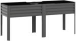 Outsunny Pat de grădină înălțat din metal, cutie de plantare extra mare cu traverse de întărire și insert din material nețesut, 180 x 55 x 80 cm, gri închis | Aosom Romania (84H-573V00CG)