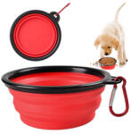  Összecsukható Utazótál Kutyáknak, Piros, 400 ml