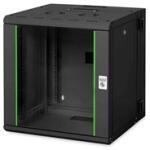 ASSMANN Rack Unique 19" 12U 643x600x600mm kétrészes üvegajtós fekete fali rack szekrény (DN-19 12-U-3-SW)