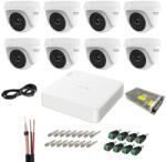 HiWatch Sistem de supraveghere Hikvision Hiwatch cu functii inteligente, 8 camere, 5MP, Infrarosu 20m, DVR, Accesorii montaj incluse, Vizualizare imagini pe mobil (54780-)