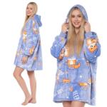  Lila kutyás 2az1-ben takaró pulóver, oversize kapucnis sherpa viselet - meleg polár pulóver takaró, flanel és sherpa bélés, kenguruzsebes otthoni ruha, téli ajándék ötlet, puha kényelmes univerzális m