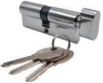 Thirard Butuc usa, cilindru, cu buton si cheie, Thirard, cama redusa, marime 34 x34 mm, cu surub de fixare si 3 chei