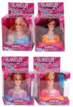 Glamour fésülhető babafej hajkefével, 9 cm (670045) (670045)