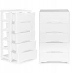 ModernHOME Könyvespolc 5 kihúzható fiókkal, kerekekkel fehér ModernHome (PJJCBS0024-05B)