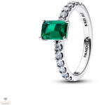 Pandora Téglalap alakú, csillogó zöld kristály gyűrű 48-as méret - 194506C01-48
