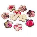 MIXFORM Dekorációs gombok Fa, Festett Mintás, Virág, Mix, 4x2.5mm, 10db (13WB25234)