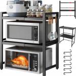  Polc Mikrohullámú Sütő Állvány 6 Kampós Konyhai Rendszerező Állvány 3SZINTES (250109XF18)