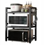  Mikrohullámú Sütő Polc - Kihúzható, Fém, 6 Akasztóval, Fekete (250109XF18)