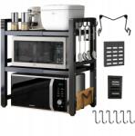  3 Szintes Konyhapult Polc Mikrohullámú Sütőhöz Akasztókkal És Rendszerezővel (250109XF18)