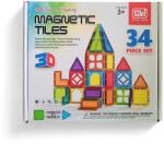  Set piese magnetice de construit din abs forme geometrice Magnetic Tiles 3D 34 de piese (103457)