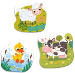 dodo Puzzle 3 in 1 cu animale de la ferma pentru copii, 2, 3 si 4 piese (DO300393) Puzzle