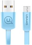 USAMS Cablu plat pentru incarcare si transfer de date USAMS U2, USB-A la MicroUSB, 2A, 1.2m, Albastru (6958444955278)