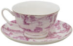 Clayre & Eef Set ceasca cu farfurioara din portelan alb roz 12x10x6, Ø15x2 cm (6CEKS0001PX)