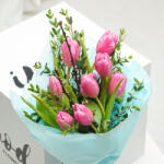 ImodFlowers Buchetul de primavara - 9 lalele roz delicate