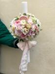 ImodFlowers Lumânare de Botez cu Flori Roz