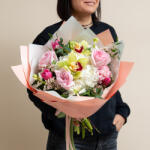 ImodFlowers Buchet Elegant cu Orhidee si Trandafiri Roz