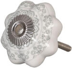 Clayre & Eef Buton mobilier ceramica alba gri 4.5 cm (62336X)