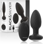Black & Silver Plug anal rotativ Black & Silver Wells, silicon, telecomandă, vibrații + rotație, IPX6, reîncărcabil (D-234784)