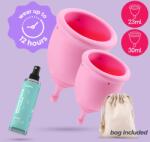 Crushious Set cupe menstruale Crushious Minerva, mărimi S/L, silicon medical, până la 12h, cu săculeț și soluție curățare 150 ml (EX22110)
