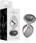 Intense Plug anal Intense M, metal, cristal negru, 8 cm, Ø 3.3 cm, neted, efect temperatură (D-234372)