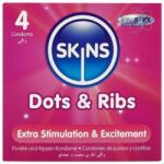 Skins Prezervative Skins Dots & Ribs, texturate, nervuri și puncte, 4 bucăți (D-244401)