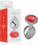 Intense Plug anal Intense M, metal, cristal roșu, 8 cm, Ø 3.3 cm, finisaj premium, efect temperatură (D-234369)