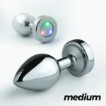 Crushious Plug anal Crushious Borealis, LED, metal, mărimea M, 8.5 cm, Ø 3.2 cm (EX24135)