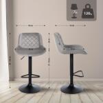 CLP 2 db-os bárszék készlet Kasson bársony, szürke (327180)