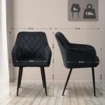 CLP 2 db-os Monett velvet B étkezőszék szett, fekete (326673)