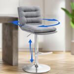 CLP 2 db bárszék készlet Damar szövet króm, szürke (325708)