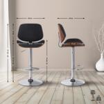 CLP 2 db bárszék szett Clawson szövet króm, dió/fekete (326572)