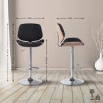 CLP 2 db bárszék szett Clawson szövet króm, natúr/fekete (326566)