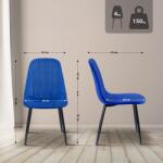 CLP 4 db Baxter bársony étkezőszék készlet, kék (324969)