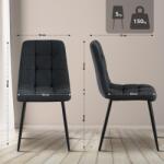 CLP 4 db Tilde Cord étkezőszék készlet, fekete (327128)