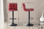 CLP 2 db bárszék készlet Feni bársony, piros (318596)