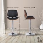 CLP 2 db bárszék szett Clawson műbőr króm, dió/fekete (326561)