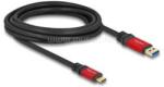 Delock USB 10 Gbps kábel USB A-típusú apa - USB Type-C apa 3 m piros fém (DL80619) (DL80619)