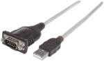 Manhattan 205153 Fekete, Átlátszó 0, 45 M USB A Serial/COM/RS232/DB9 soros kábel (205153-MA)
