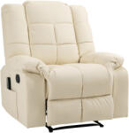 HOMCOM Fotoliu de Masaj Reclinabil Manual 165° cu 8 Puncte de Masaj și Suport pentru Picioare, Fotoliu Relax Tapițat cu Telecomandă, Buzunare Laterale, din Piele PU, Max 160kg, pentru Casă sau Birou, Crem | 