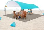  Strandsátor és árnyékoló 3, 2 x 3, 2 m méretben, UV 50+ védelemmel, 4 főre - napellenző sátor kertbe és strandra, hordozható családi strandsátor, ezüst bevonatú Oxford szövet, szélálló homokzsákos rög