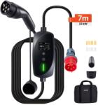 Vevo Statie incarcare masini electrice 22 kW 32A, incarcator portabil EV tip 2, incarcator auto trifazat pentru vehicule electrice cu cablu de incarcare de 7 m, priza CEE32, ecran LCD, statie de incarcare 